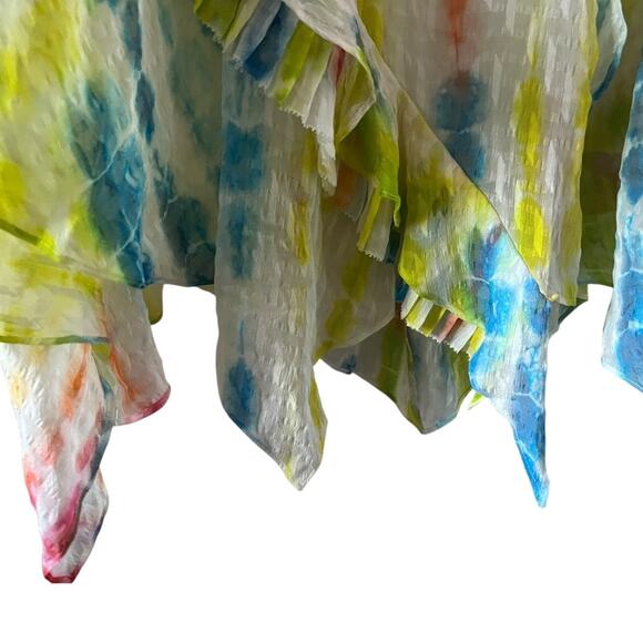Tanya Taylor Teresa Tie Dye  Asymmetrical Silk Blend Midi Skirt Size 8 - Picture 5 of 12